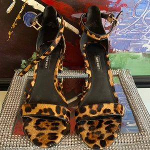 Nine West Brown black leopard print Sandal Size 10 3 inch  heels Don’t have box